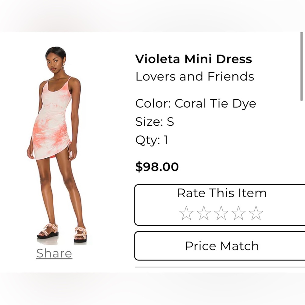 Lovers + Friends Peach and White Tie-Dye Mini Dress